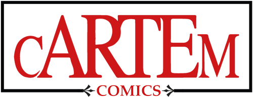 logotipo de cartemcomics con letras rojas y recuadro negro