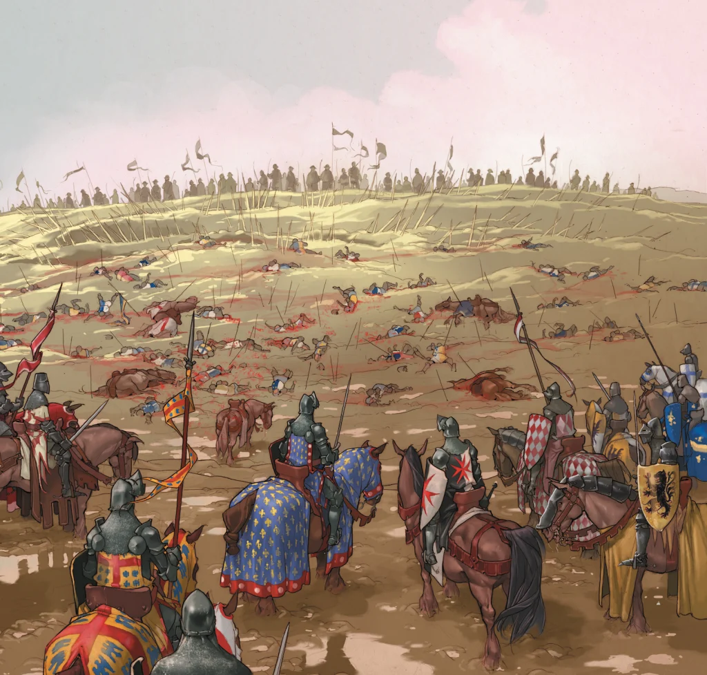 La batalla de Crécy en "El Caballero del Unicornio"